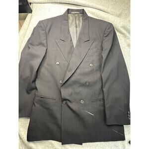 Philippe Laurent Men's Double Breasted Blazer | 100% Wool | Black | Size 41
